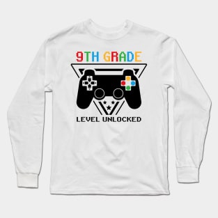 9th Grade Level Unlocked First Day of School Video Gamer Long Sleeve T-Shirt